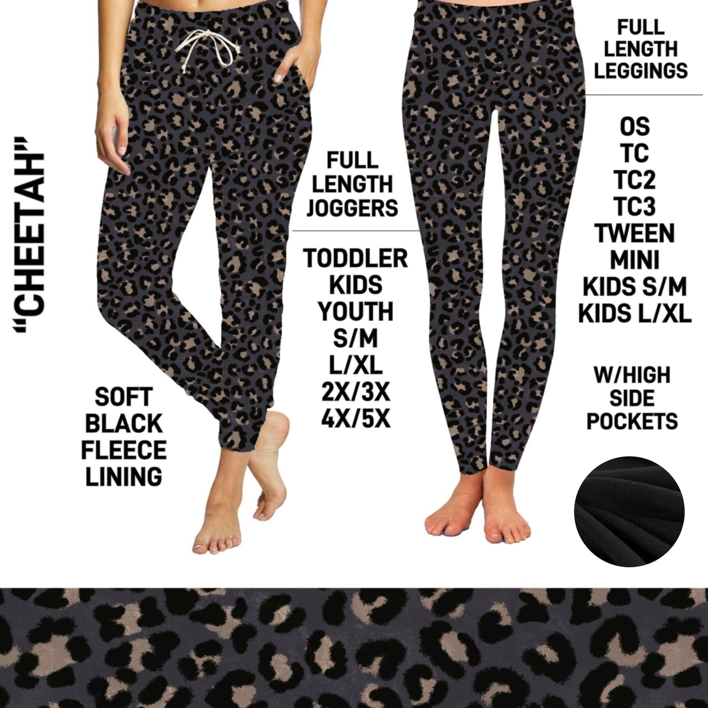 FL6C - Cheetah Fleece-Lined Leggings/Unisex Joggers - Preorder Closing 9/8 ETA: Early Dec