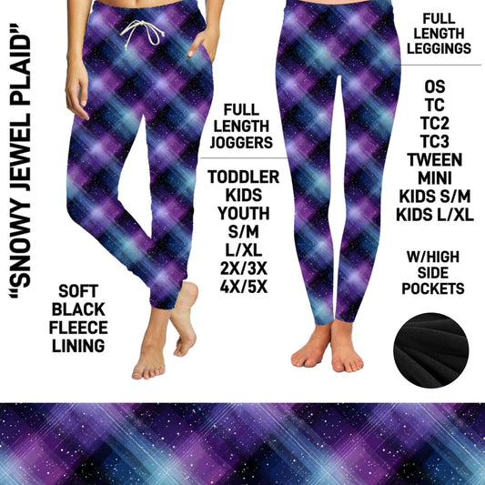 FL6C - Snowy Jewel Plaid Fleece-Lined Leggings/Unisex Joggers - Preorder Closing 9/8 ETA: Early Dec