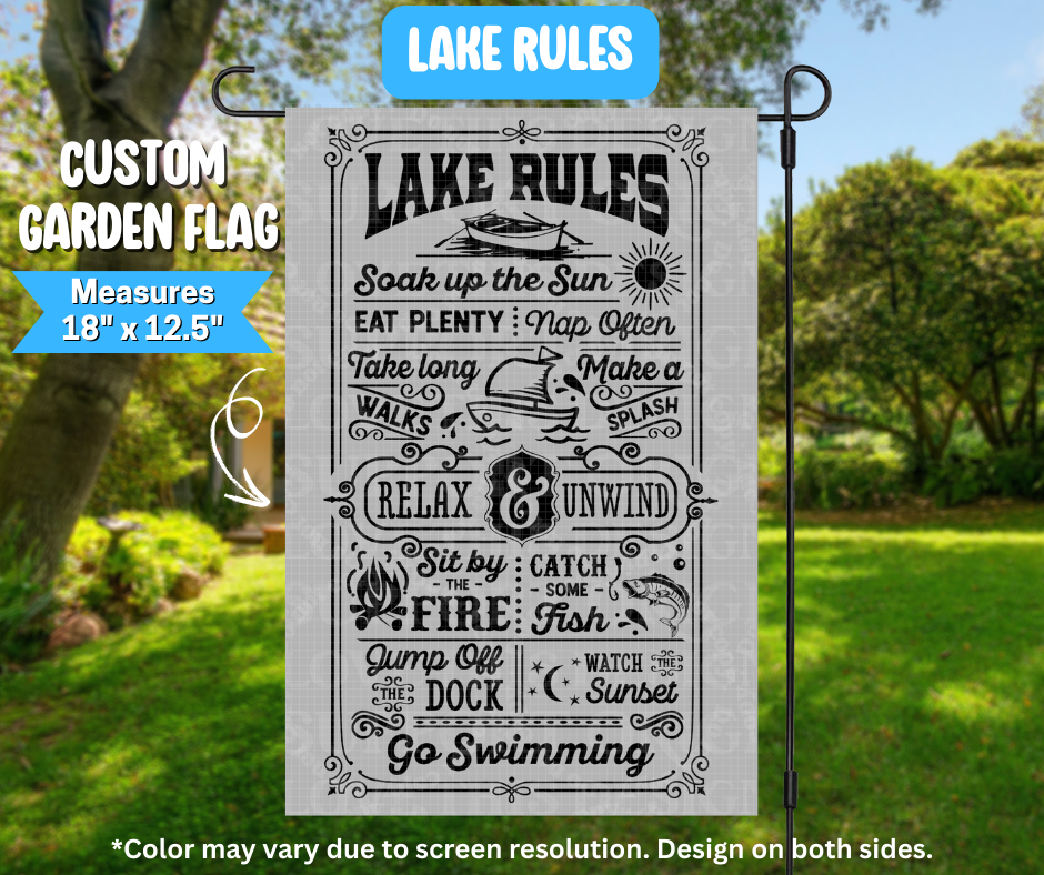 Lake Rules Garden Flag