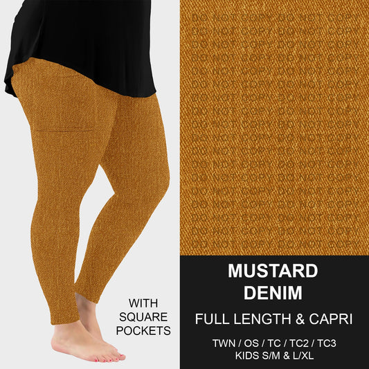 B301 - Preorder Mustard Faux Denim Leggings w/ Pockets (Closes 7/19. ETA: late Sept.)