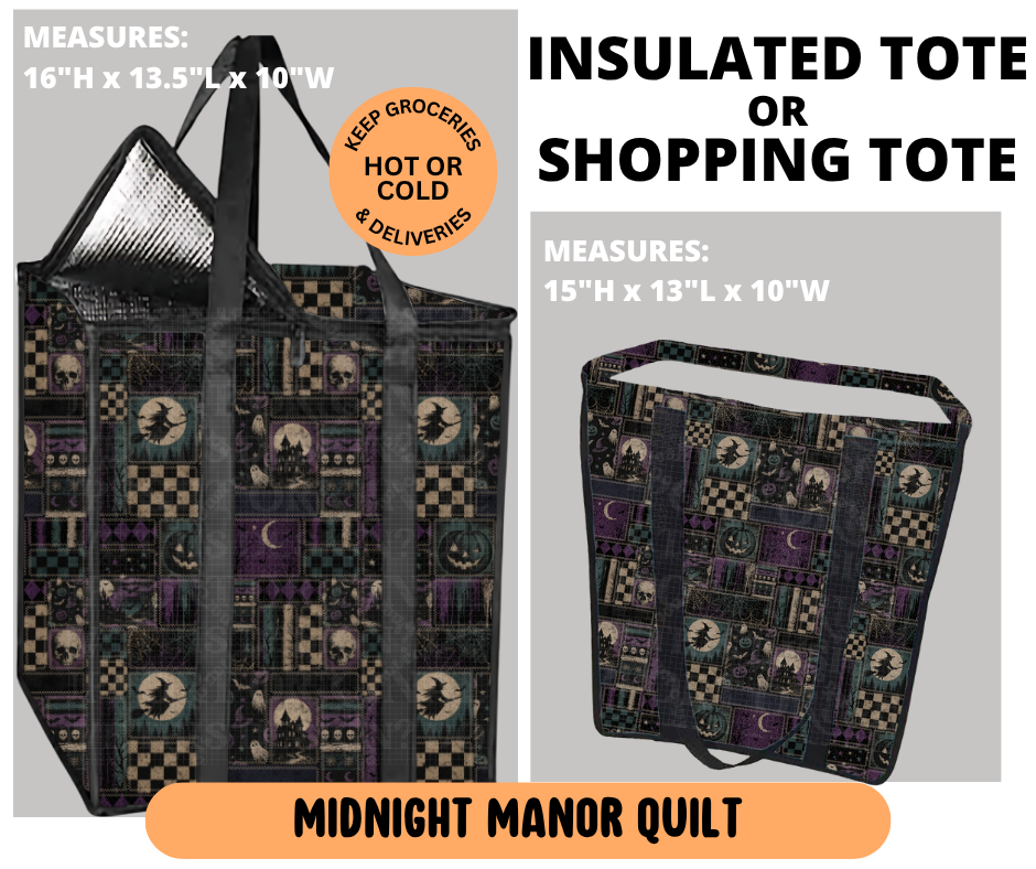 Preorder! Closes 6/29. ETA Sept. Midnight Manor Quilt Shopping & Insulated Tote