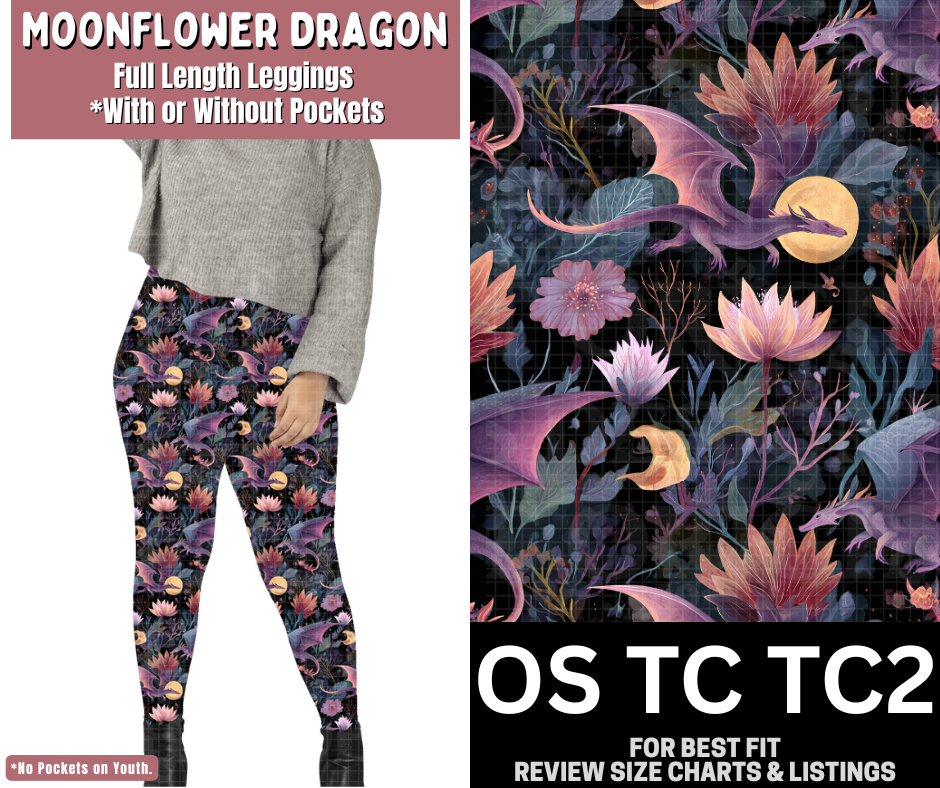 Moonflower Dragon Full Length Leggings w/ Pockets