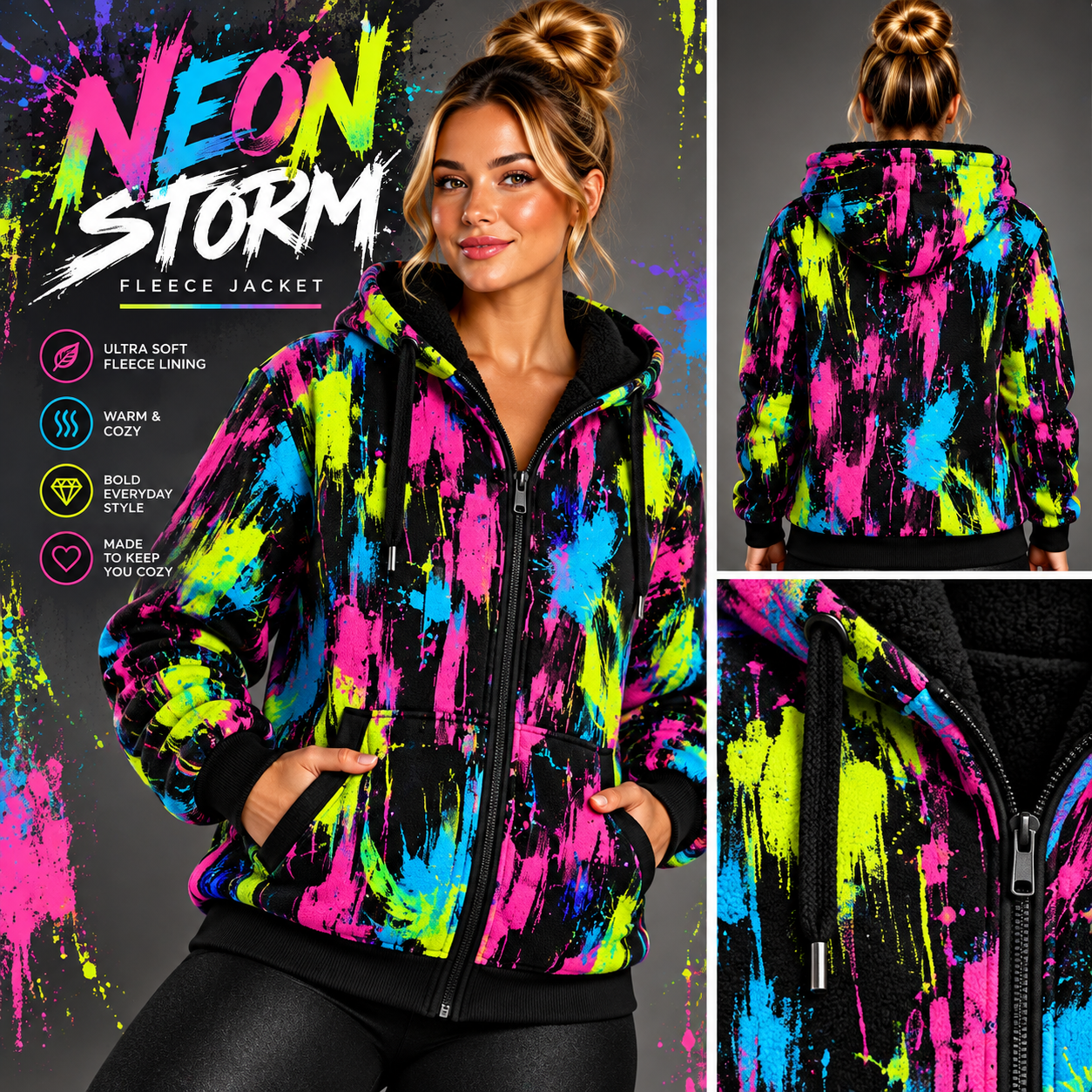Neon Storm-FLEECE LINED HOODED JACKET-PREORDER CLOSING 11/9