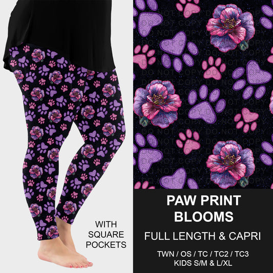 B309 - Preorder Paw Print Blooms Leggings w/ Pockets (Closes 8/23. ETA: late Oct.)