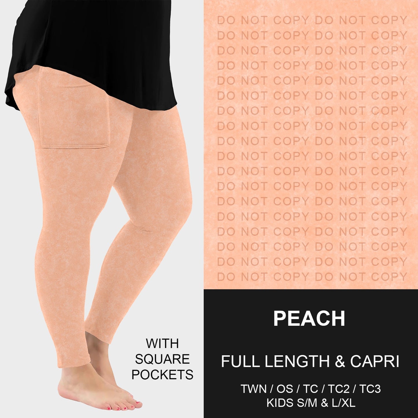B280 - Preorder Peach Leggings w/ Pockets (Closes 3/22. ETA: late May)