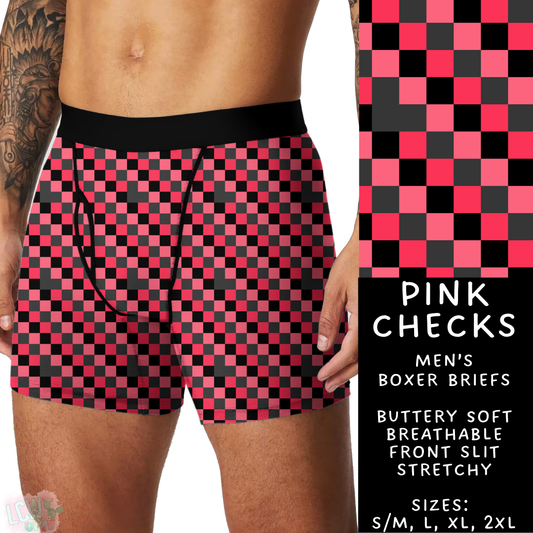 Batch #612 - Valentine's Matching Underwear - Closes 11/11 - ETA mid Jan - Pink Checks Men's Boxer Briefs