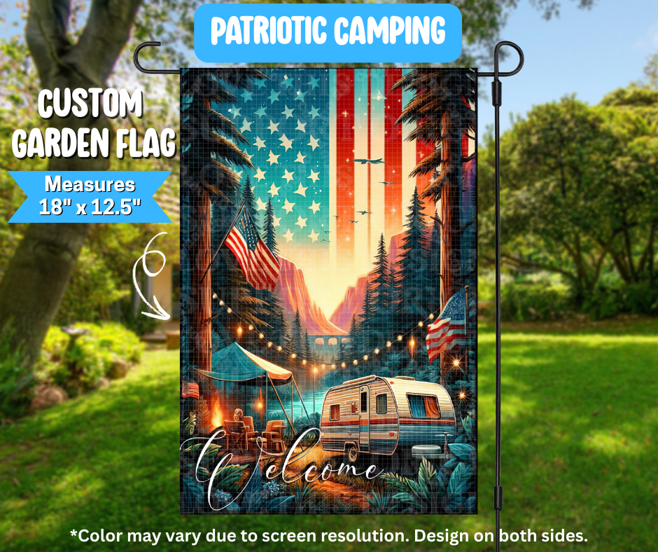 Patriotic Camping Garden Flag