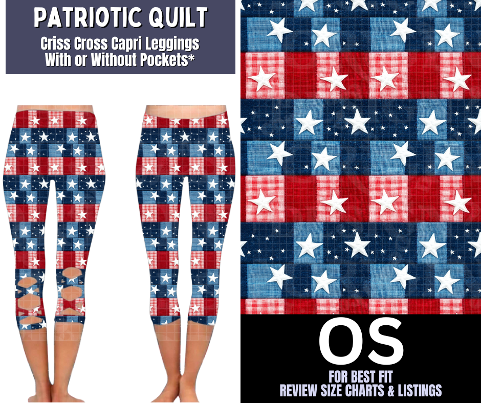 Patriotic Quilt Criss Cross Capri w/ Pockets