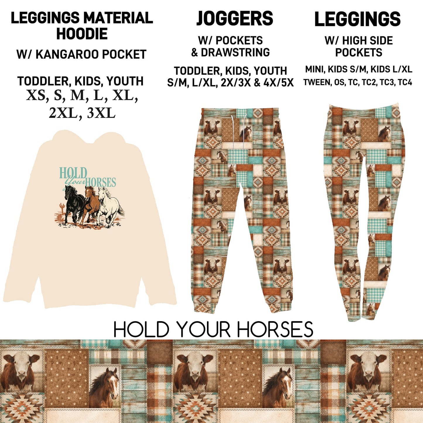 302BT - Hold Your Horses Leggings Material Hoodie/Leggings/Full Joggers - Preorder Due 10/25 ETA: Late Dec