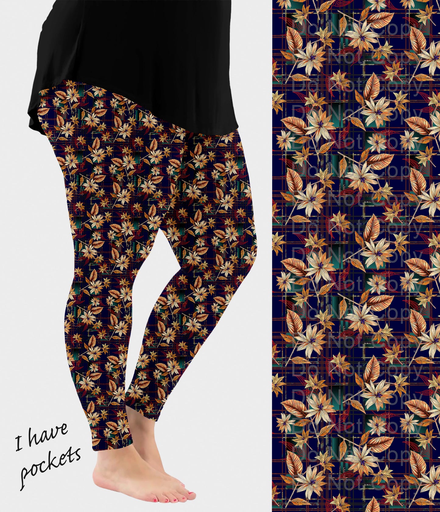 RTS - Plaid Leaves Leggings w/ Pockets
