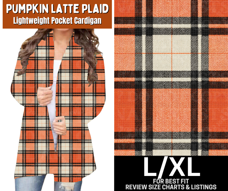 Pumpkin Latte Plaid Pocket Cardigan