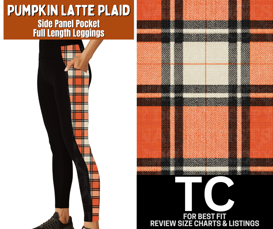 Pumpkin Latte Plaid Side Panel Pocket Full Length Leggings