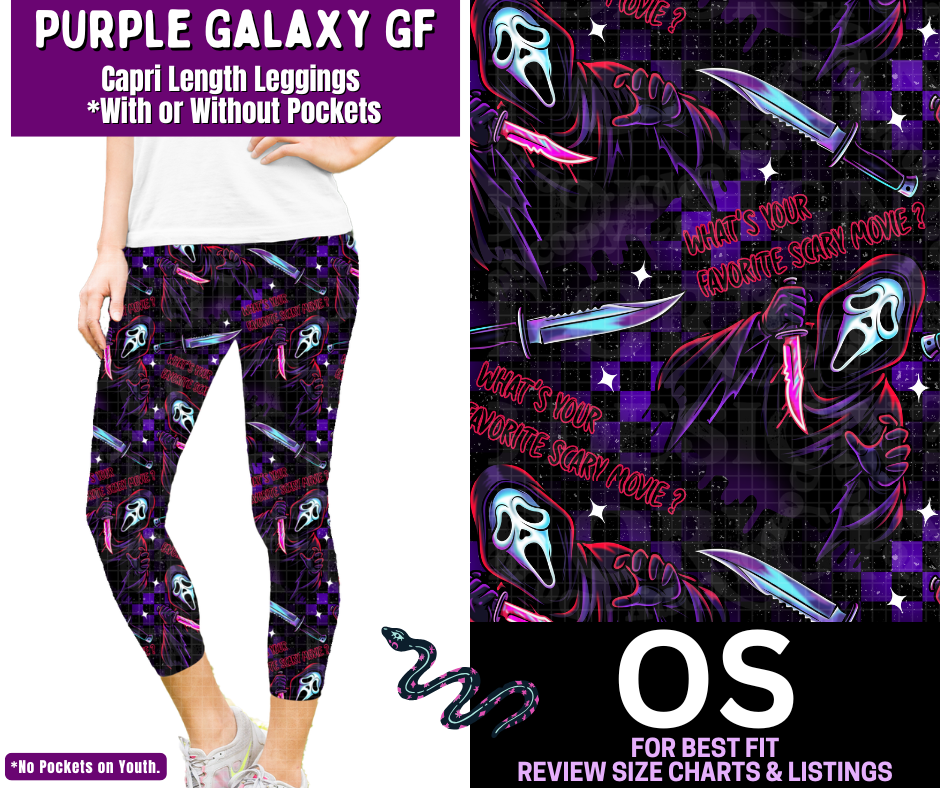 Purple Galaxy GF Capri Length Leggings w/ Pockets