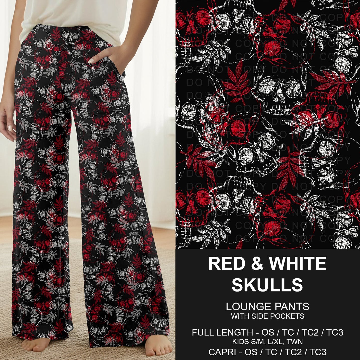 B318 - Preorder Red and White Skulls Lounge Pants (Closes 10/25. ETA: late Dec.)