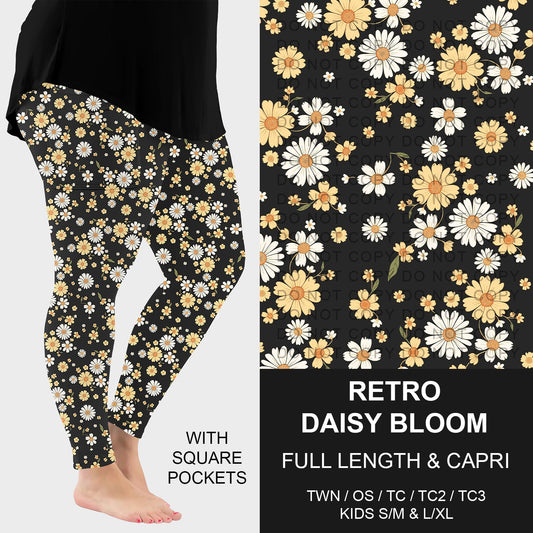 B286 - Preorder Retro Daisy Bloom Leggings w/ Pockets (Closes 4/19. ETA: late June)