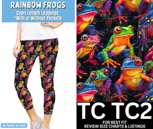 Rainbow Frogs Capri Length Leggings w/ Pockets