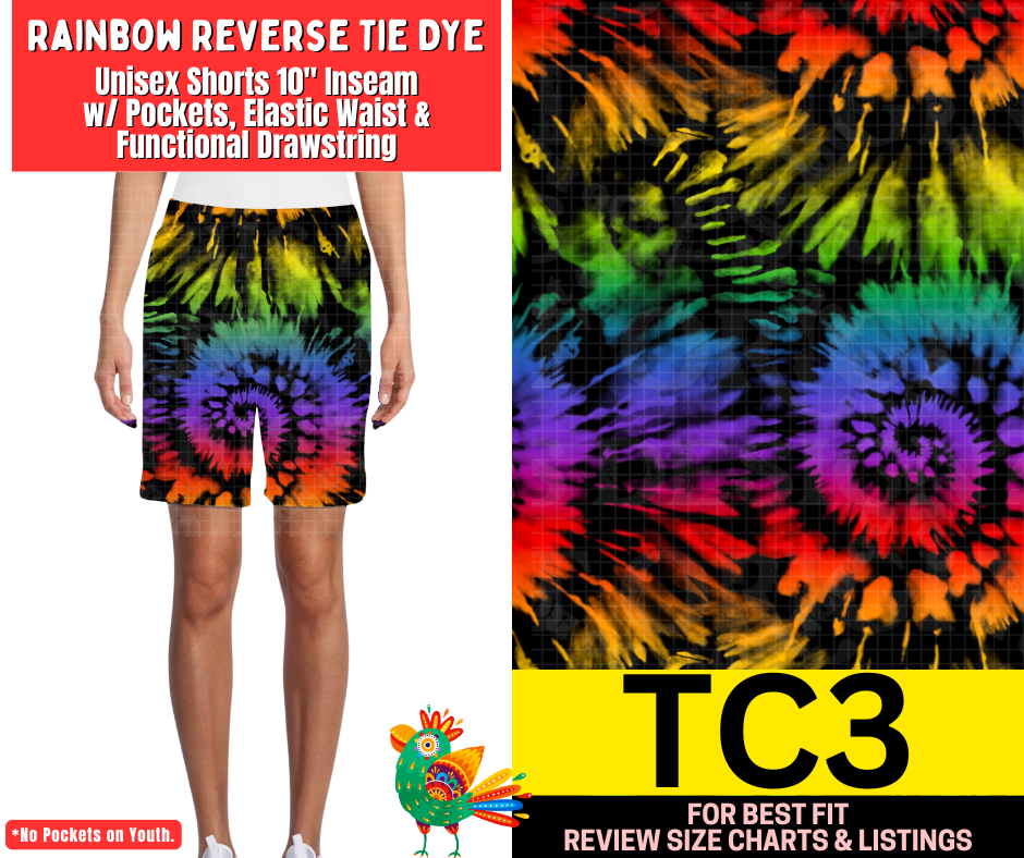 Rainbow Reverse Tie Dye Unisex Shorts