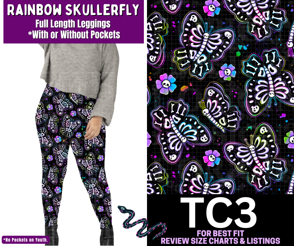 Rainbow Skullerfly Full Length Leggings w/ Pockets