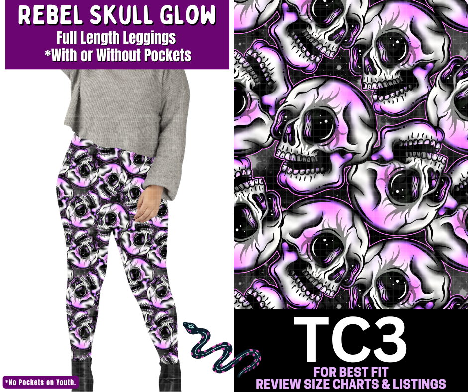 Rebel Skull Glow Full Length Leggings w/ Pockets