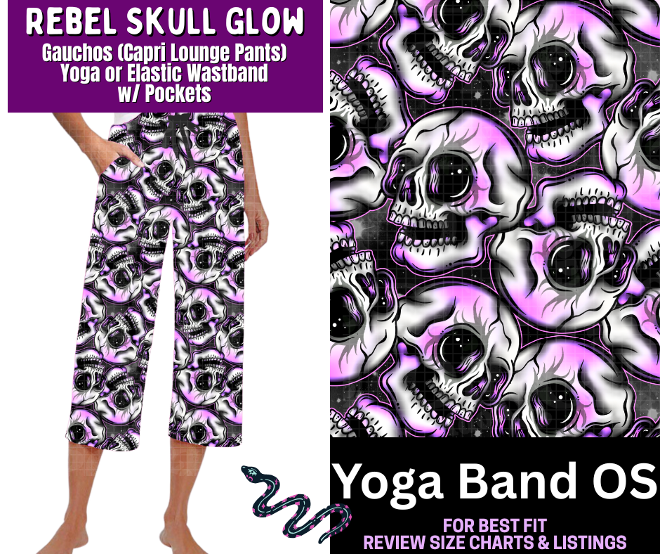 Rebel Skull Glow Capri Gauchos