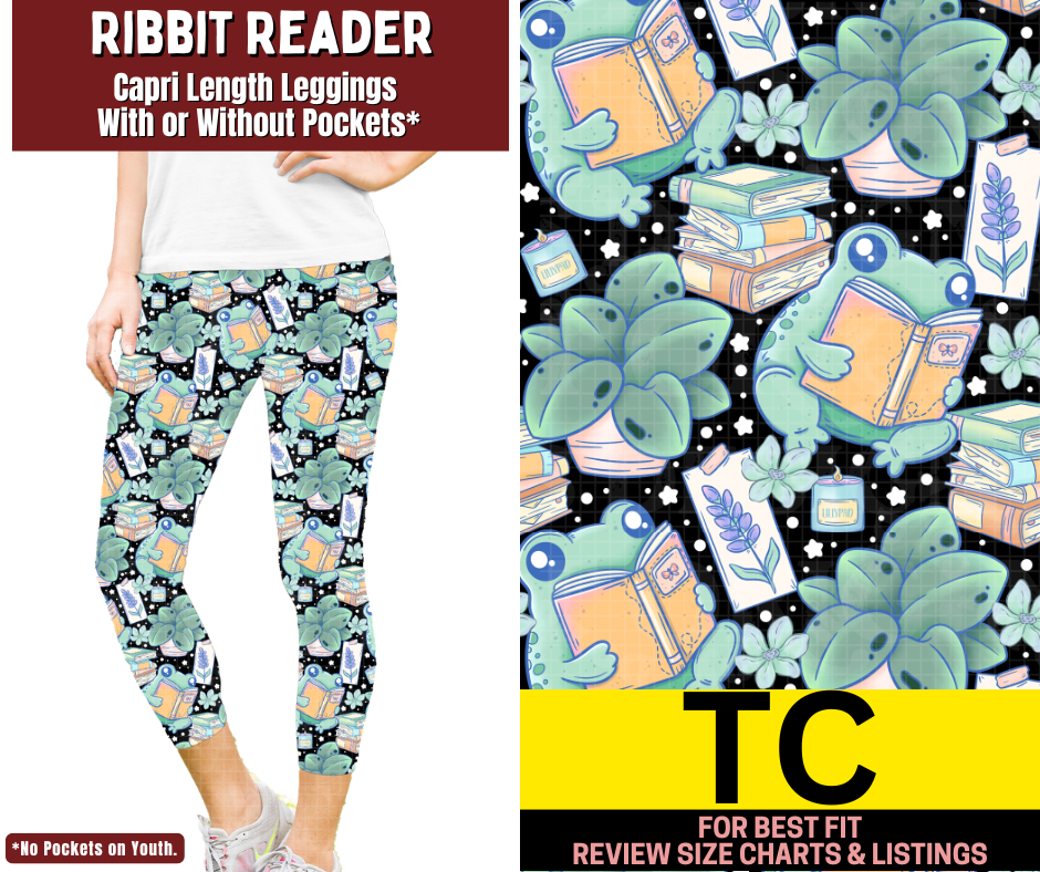 Ribbit Reader Capri Length Leggings w/ Pockets