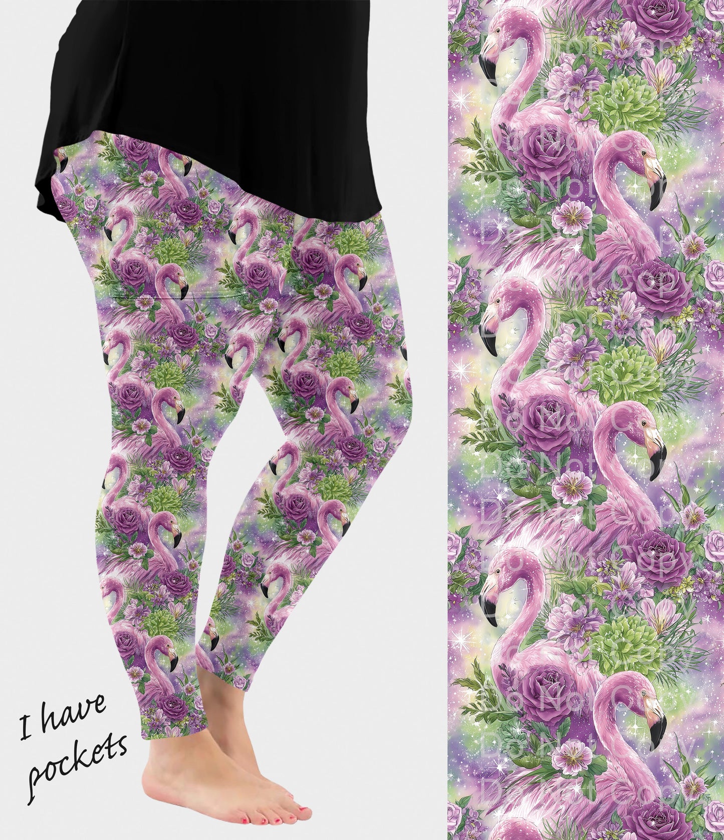 RTS - Rose Flamingo Leggings with Pockets