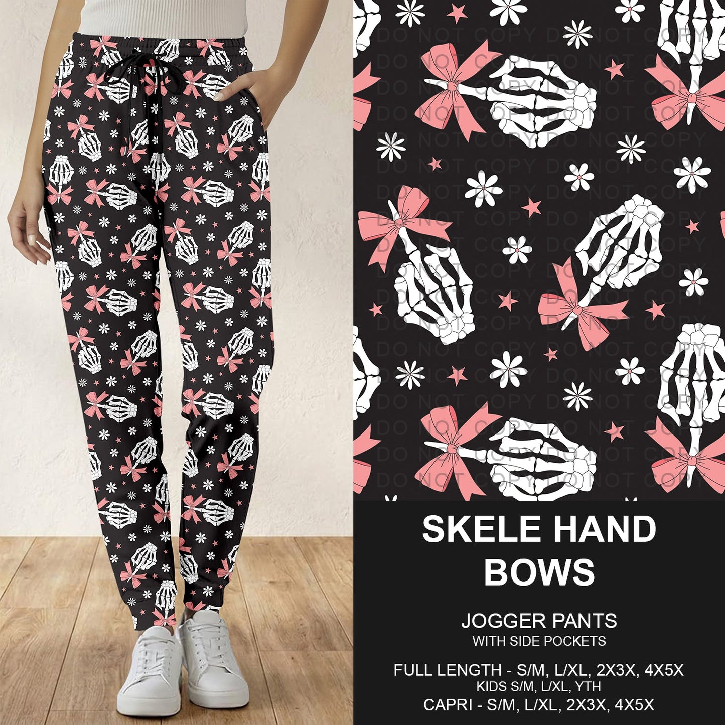 B293 - Preorder Skele Hand Bows Joggers (Closes 5/31. ETA: early Aug.)