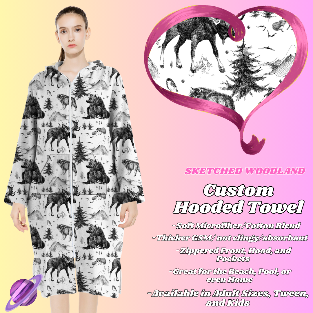 SKETCHED WOODLAND - HOODED TOWEL- PREORDER CLOSING 4/27