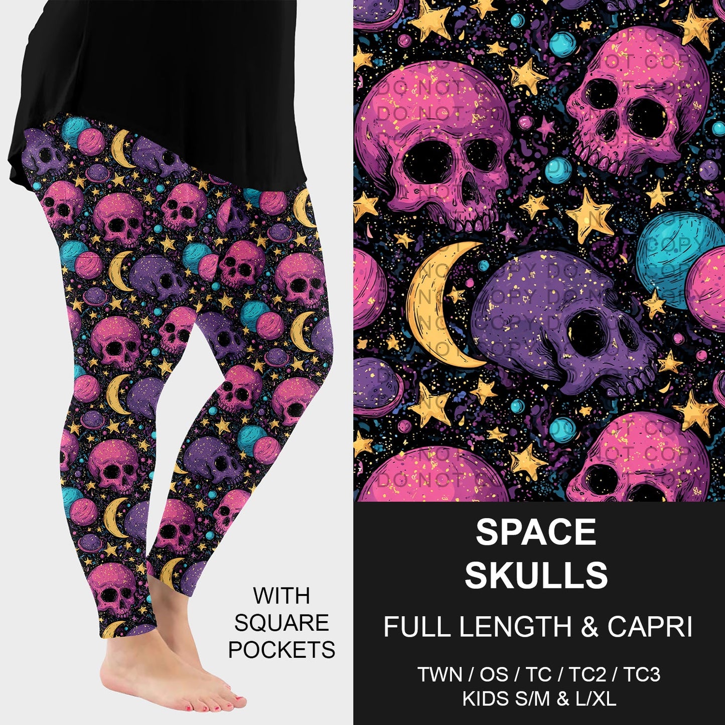 B270 - Preorder Space Skulls Leggings w/ Pockets (Closes 1/18. ETA: early April)