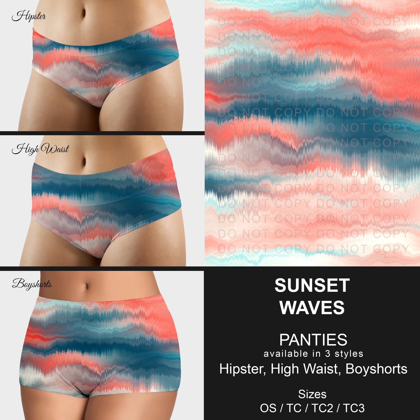 B306 - Preorder Sunset Waves Panties (Closes 8/07. ETA mid October)