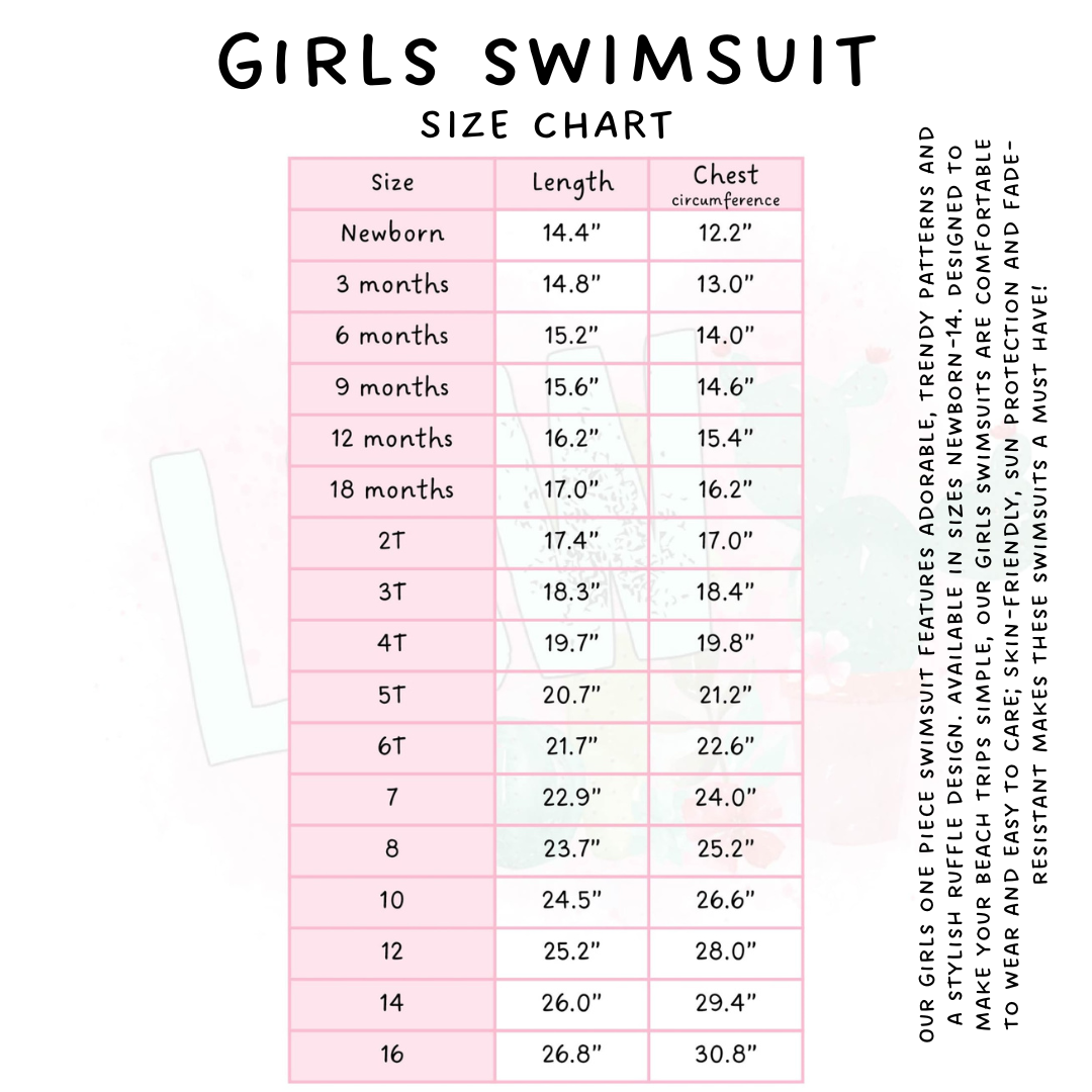 Ready to Ship - Drawn Floral Girls Swimsuit - 3T, 4T & 5T