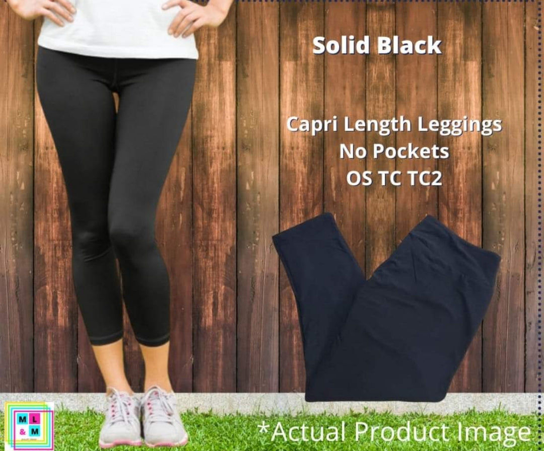 Bkack Capri Leggings w/ No Pockets by ML&M