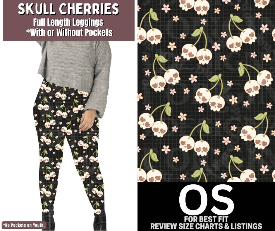 Skull Cherries Full Length Leggings w/ Pockets