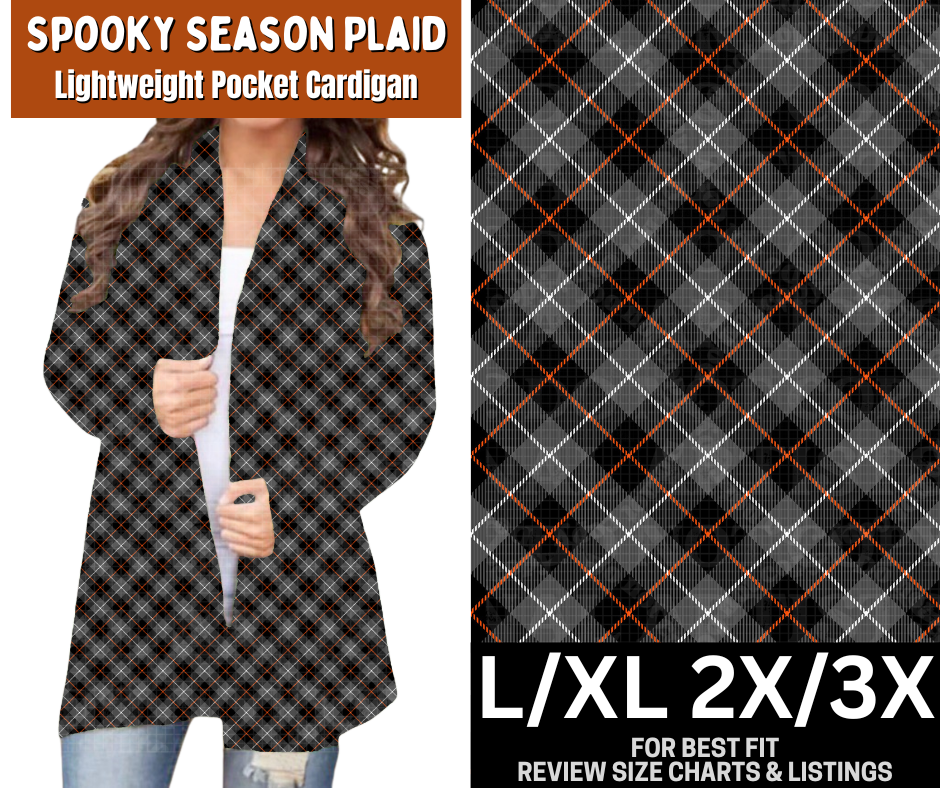 Spooky Season Plaid Pocket Cardigan