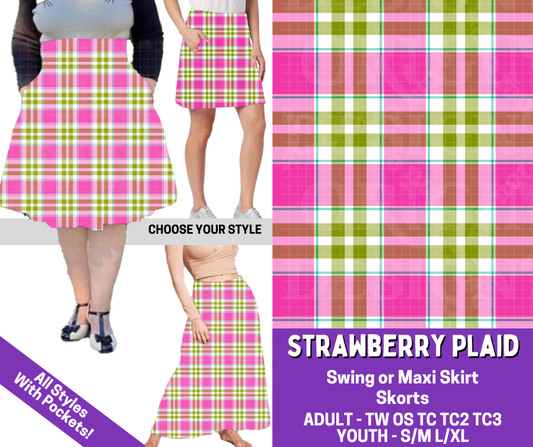 Preorder! Closes 5/27. ETA Aug. Strawberry Plaid Combo Skort/Skirt Lengths