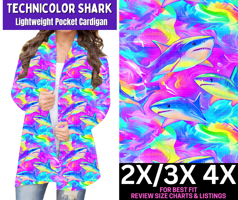 Technicolor Shark Pocket Cardigan