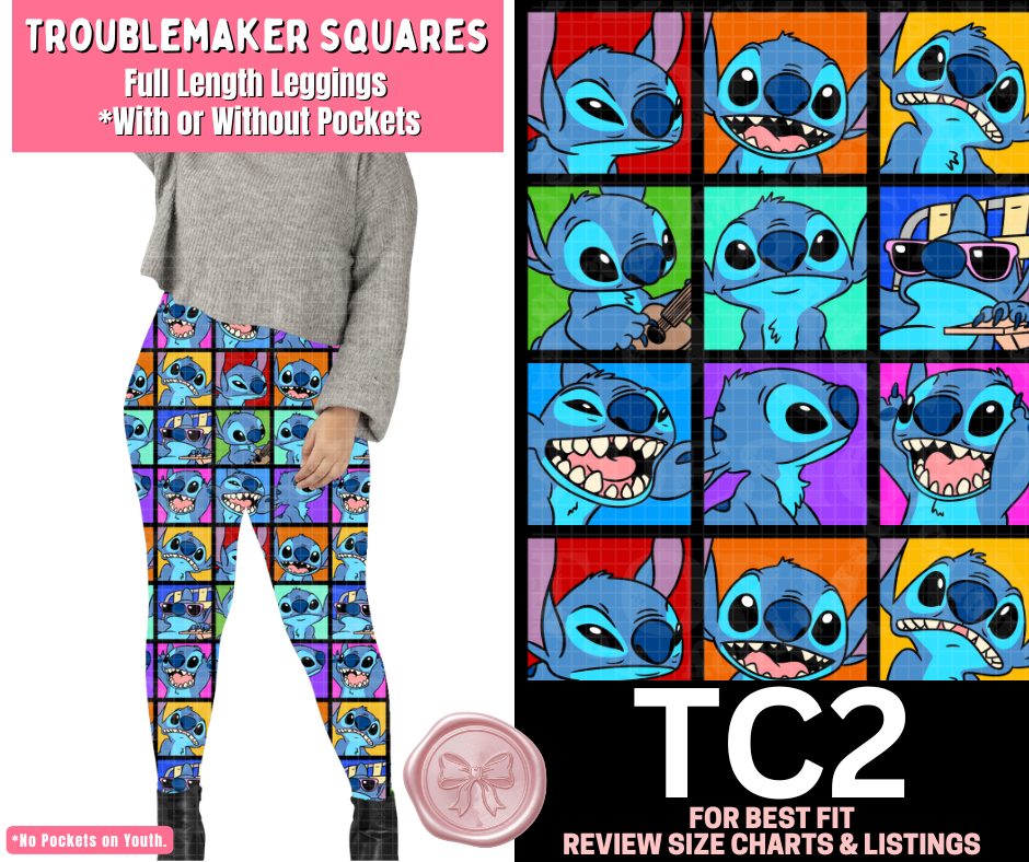 Troublemaker Squares Full Length Leggings w/ Pockets