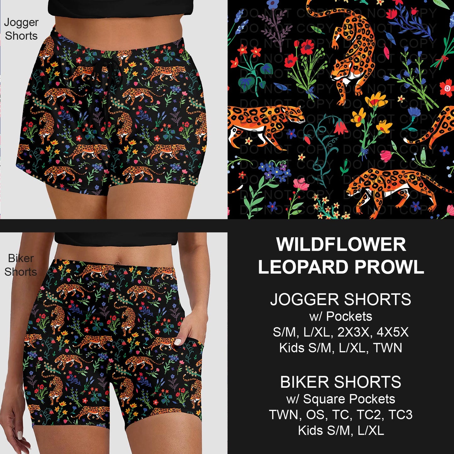 B281 - Preorder Wildflower Leopard Prowl Jogger/Biker Shorts (Closes 3/25. ETA: early June)
