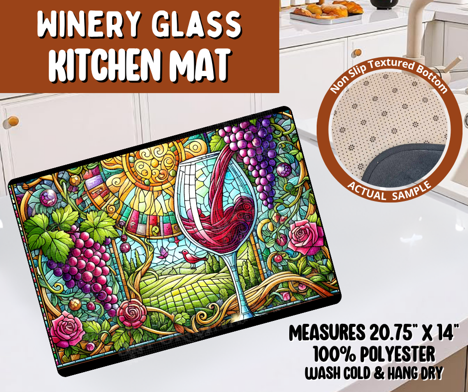 Preorder! Closes 10/19. ETA Jan. Winery Glass Kitchen Mat
