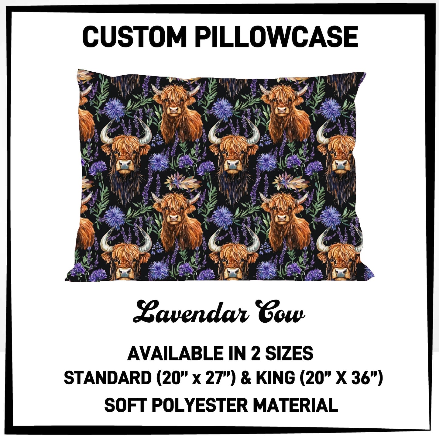 7PWS - Lavender Cow Pillowcase - Preorder Due 10/7 ETA: Late Nov