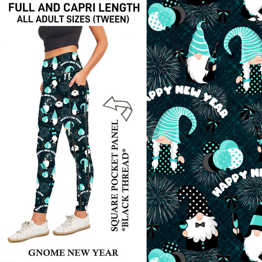 S3PJ - Gnome New Year Capris/Leggings with Square Pocket Panel - Preorder Due 10/28 ETA: Late Dec