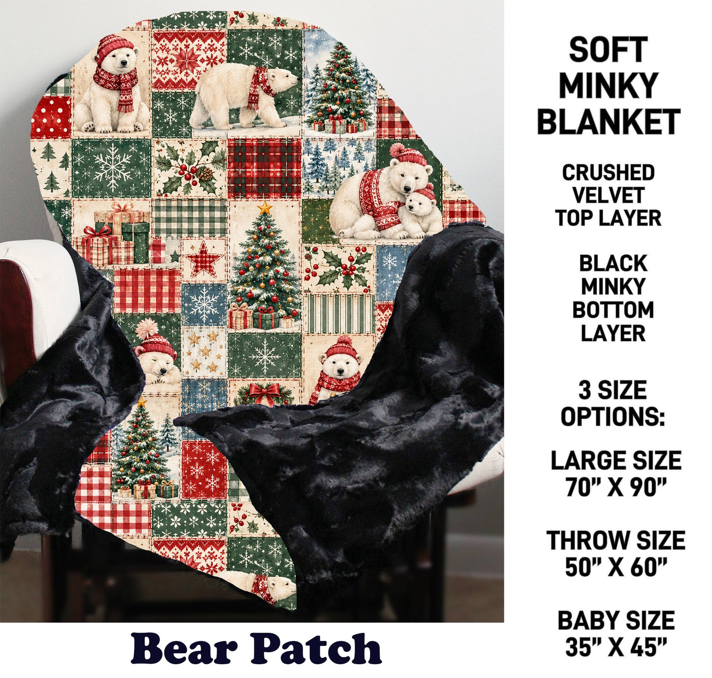 MN8K - Bear Patch Minky Blanket - Preorder Due 10/18 ETA: Early Dec