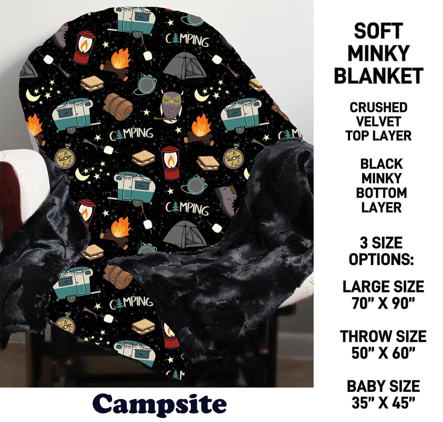 MN8K - Campsite Minky Blanket - Preorder Due 10/18 ETA: Early Dec