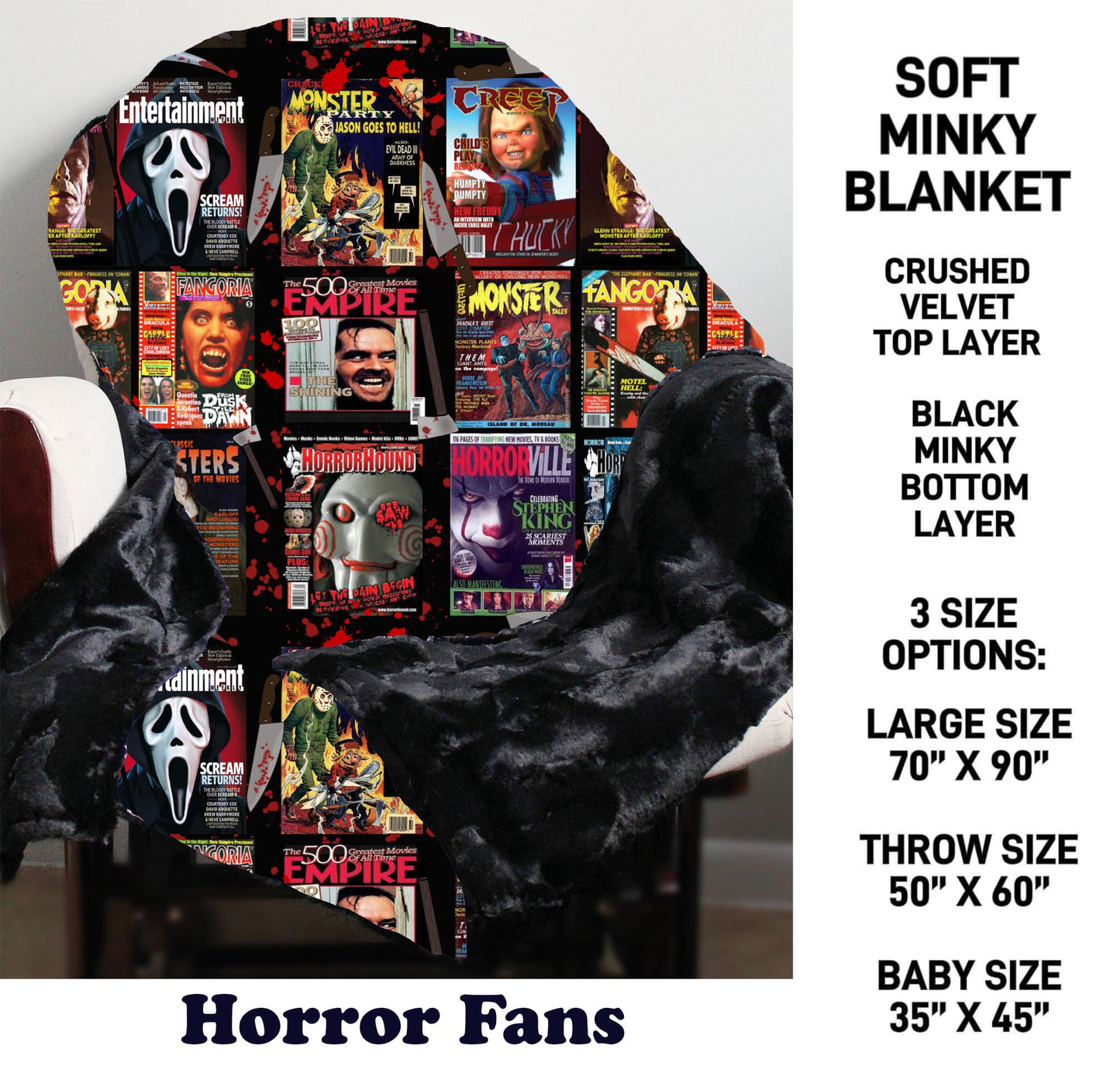 MN8K - Horror Fans Minky Blanket - Preorder Due 10/18 ETA: Early Dec