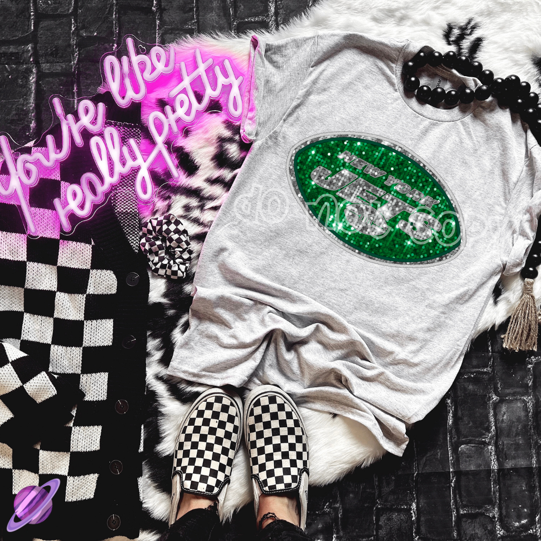 NYJ SEQUIN FB UNISEX TEE ADULTS/KIDS