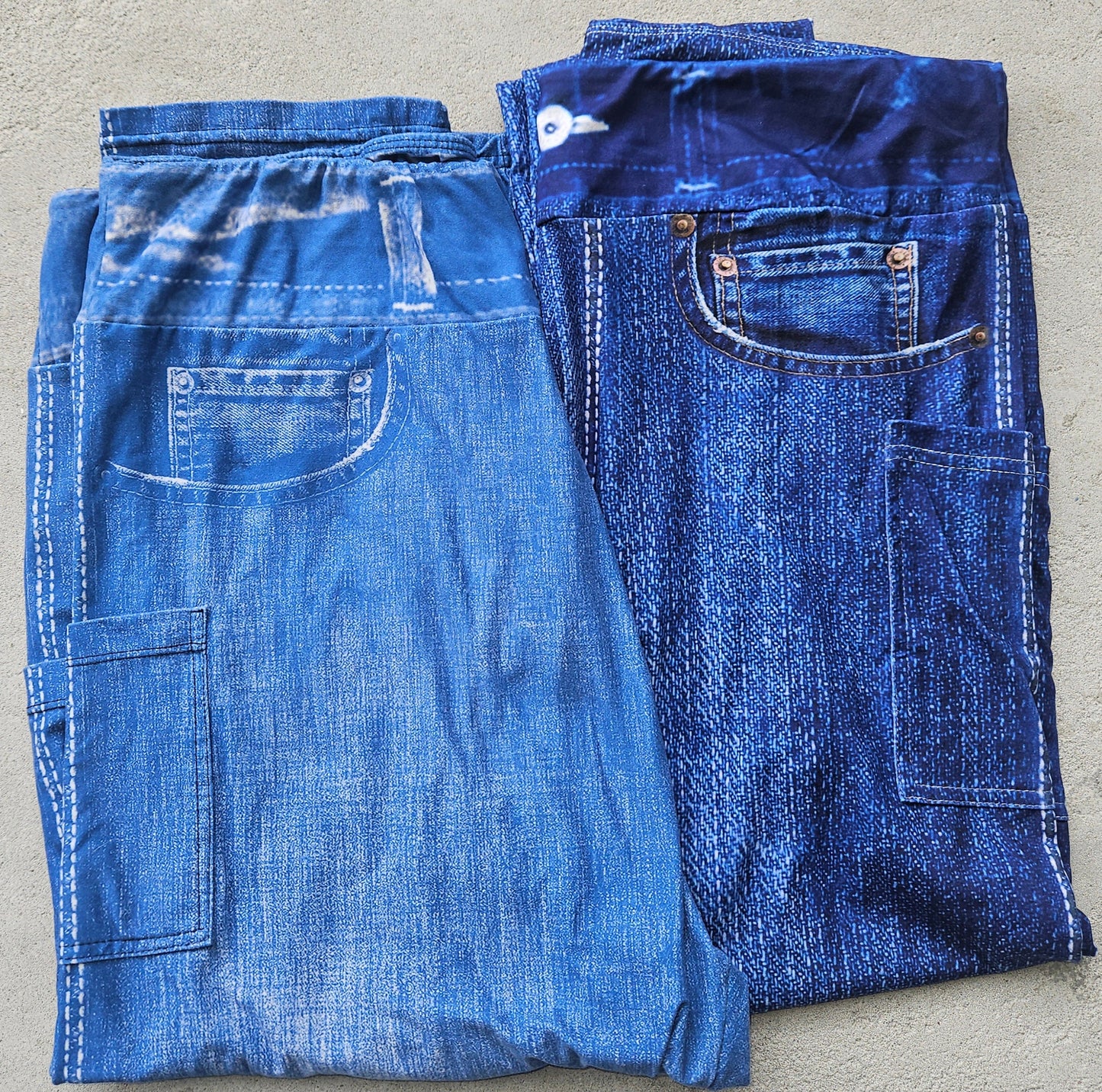 Denim printed leggings with pockets