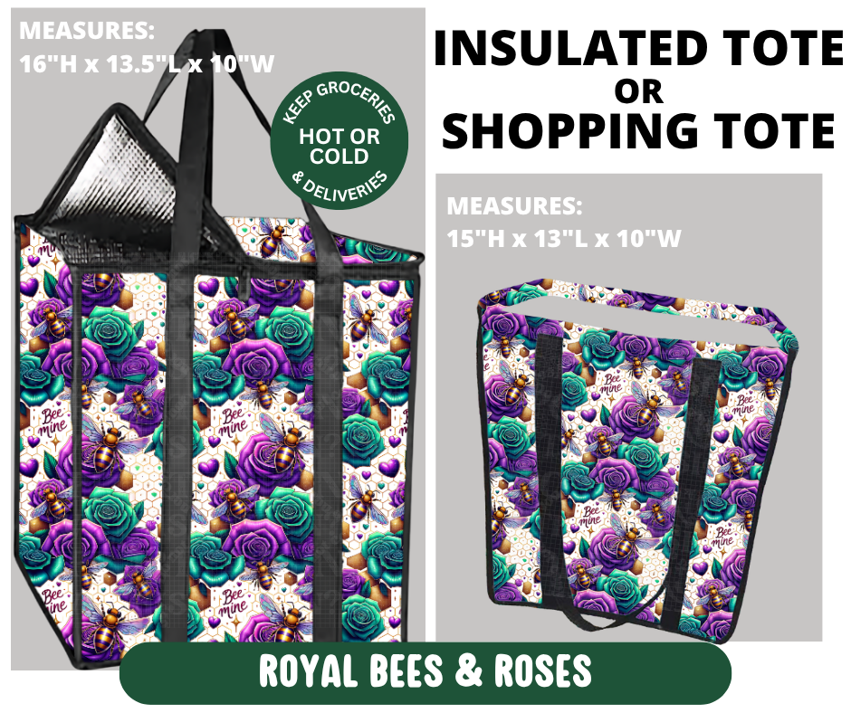 Preorder! Closes 10/7. ETA Jan. Royal Bees & Roses Shopping & Insulated Tote