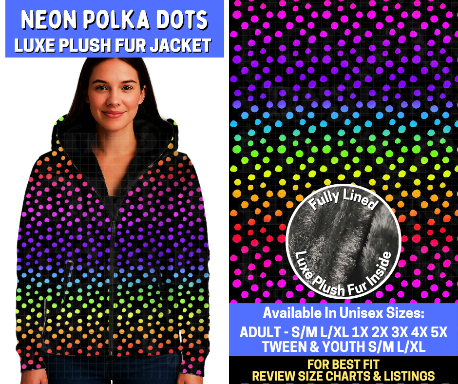 Preorder! Closes 10/29. ETA Jan. Neon Polka Dots Luxe Fur Jacket