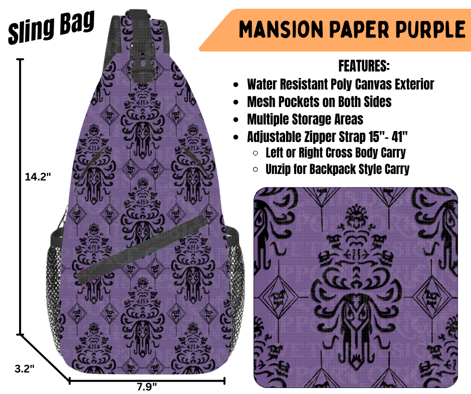 Preorder! Closes 6/22. ETA Sept. Mansion Paper Purple Sling Bag