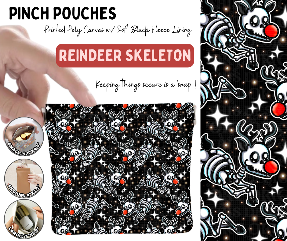 Preorder! Closes 8/19. ETA Nov. Reindeer Skeleton Pouches in 3 Sizes